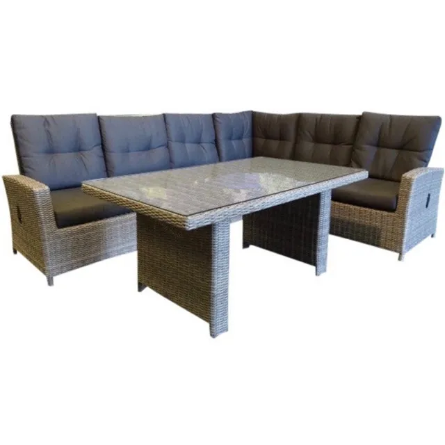 AVH-Outdoor Tuinmeubelen San Marino hoek dining loungeset verstelbaar 3 delig grijs rechts