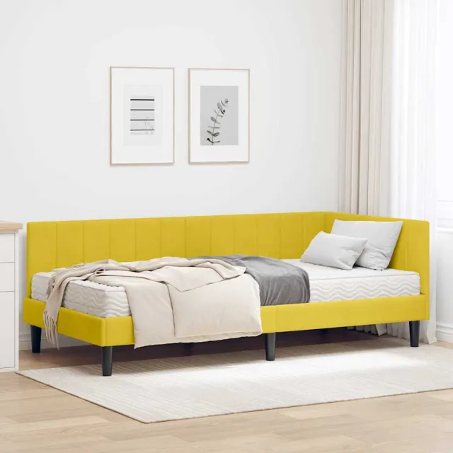 vidaXL Hoekbedframe met Matras 2 st Geel 90 x 200 cm Fluweel