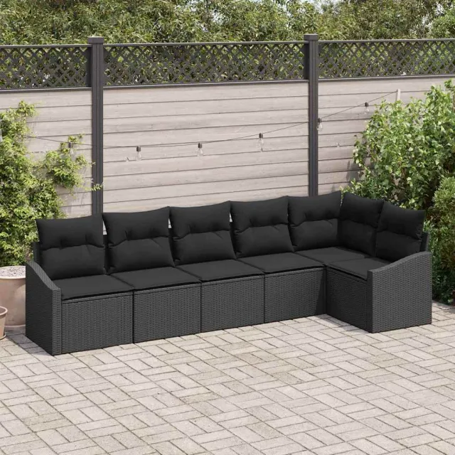vidaXL Bankstel 6 st Zwart poly rattan, foto 2