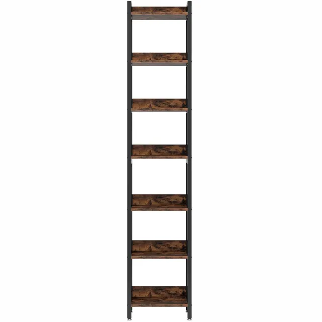 Production of Ideas Extra Hoge Smalle Boekenplank - Voor Kleine Ruimtes - Vrijstaand - Displayplanken - Modern - Minimalistisch - Houten Panelen Chocolade