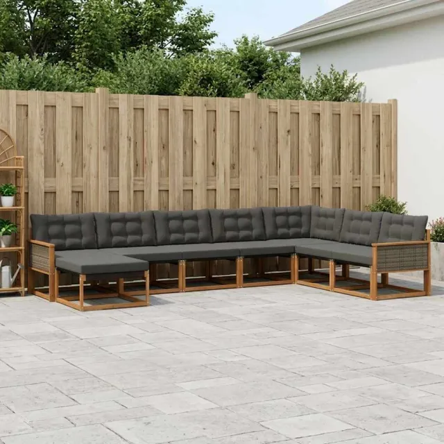 vidaXL Buiten bankenset 8 st 8-zits Naturel en Zwart