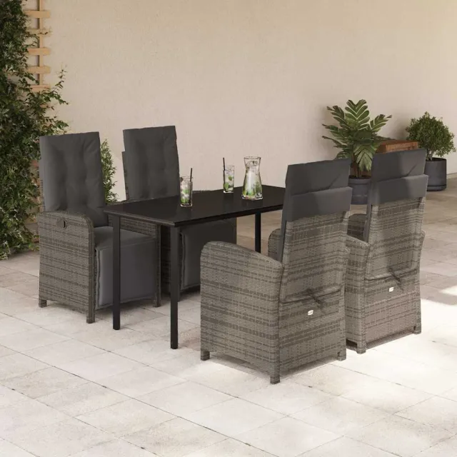 vidaXL 5-delige Tuinset met kussens poly rattan grijs, foto 2