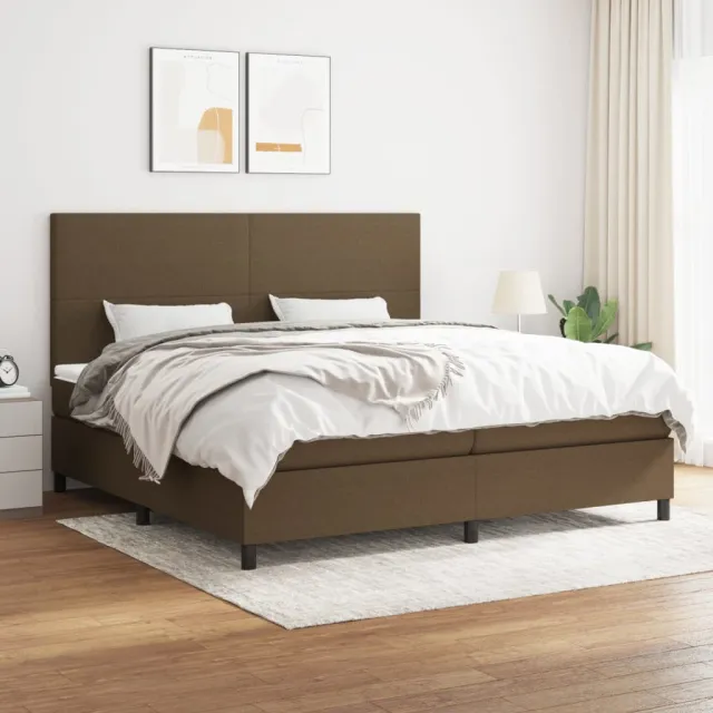 vidaXL Boxspring met matras stof donkerbruin 200x200 cm bruin