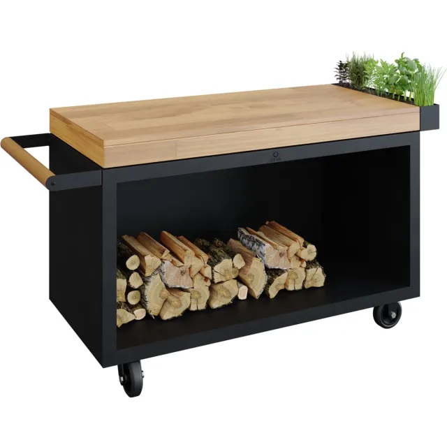 Ofyr Mise en Place Tafel Zwart 135 PRO Teakhout Grijs