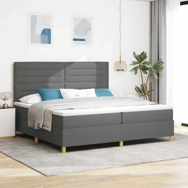 vidaXL LED Box Spring Bed met hoofdeinde Donkergrijs 200 x 200 cm Stof