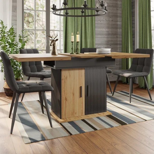 Merax Uitschuifbare eettafel 110-140x80x75cm - keukentafel - geschikt voor 4-6 personen - voor keuken en woonkamer - retro stijl Houtkleur