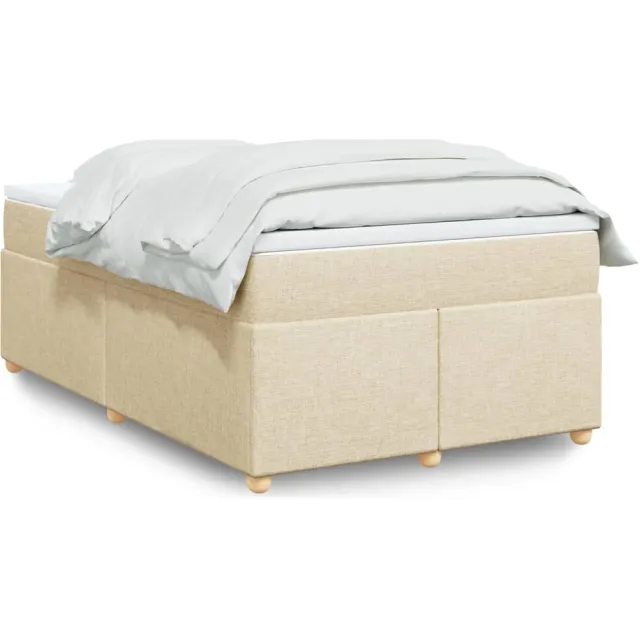 vidaXL Boxspring met matras stof crèmekleurig 120x200 cm