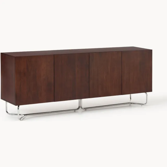 Westwing Collection Dressoir Soren van mangohout, B 210 cm Zilverkleurig