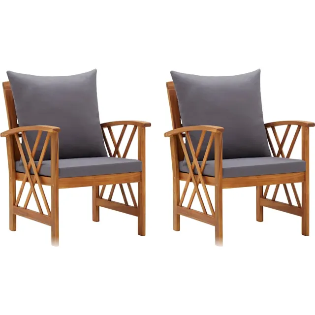 vidaXL Tuinstoelen 2 st met kussens massief acaciahout Grijs