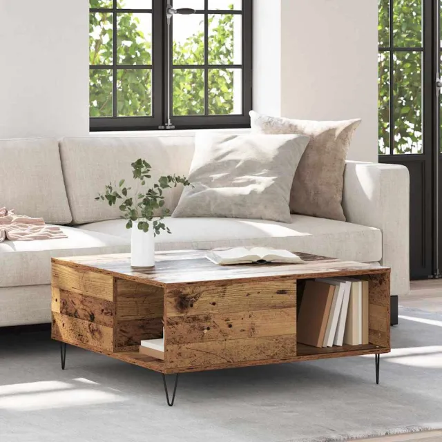 vidaXL Salontafel Oud Hout 80 x 80 x 36,5 cm Bewerkt hout bruin, foto 2