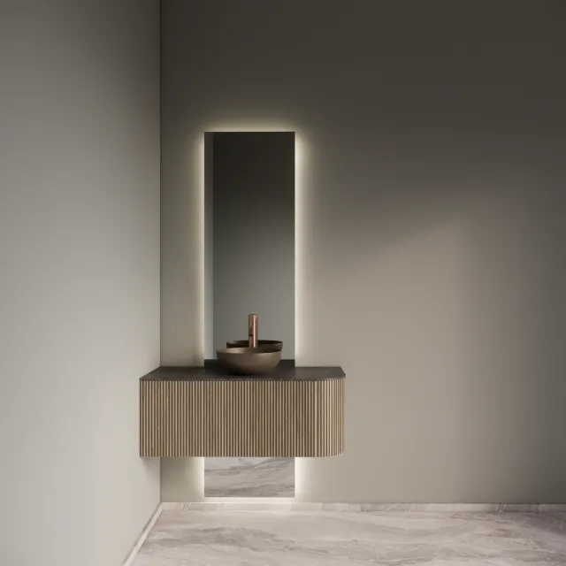 Gliss Design Badkamermeubelset Gliss Design Alluro 100 cm Links Corn Silk Eiken
