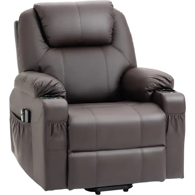 GranMaison Massagestoel - Relaxfauteuil - Zetel - Sta op stoel elektrisch - Stof - 1 persoons - Met armleuning - Zeer comfortabel - Elektrisch - Bruin Bruin versie 3