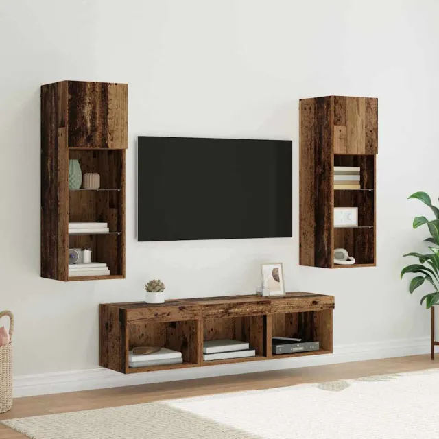vidaXL TV Wandmeubels 5 st Zwart Eiken Bewerkt hout, foto 2