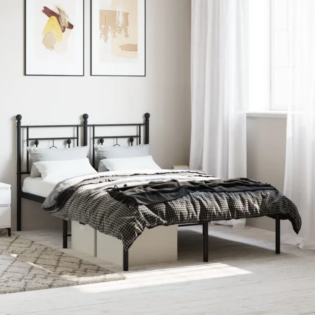 vidaXL Bedframe met hoofdbord metaal zwart 120x190 cm