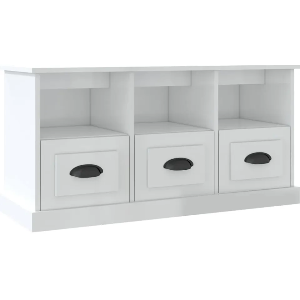 vidaXL Tv-meubel 100x35x50 cm bewerkt hout hoogglans wit