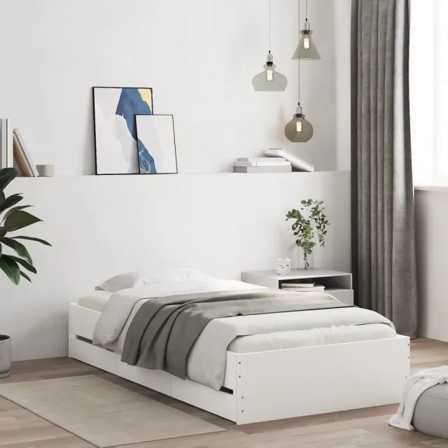 vidaXL Bedframe met lades bewerkt hout wit 90x190 cm