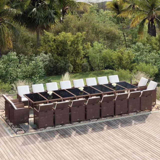 vidaXL 21-delige Tuinset met kussens poly rattan bruin, foto 2