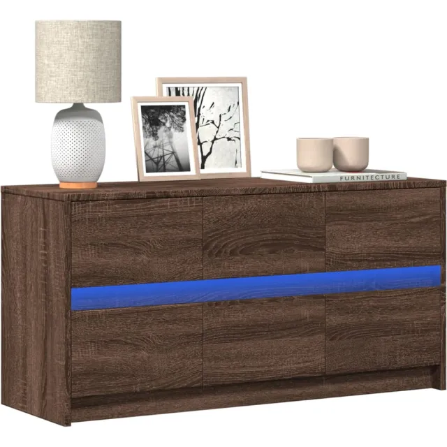 vidaXL Tv-meubel met LED 100x34x50 cm bewerkt hout bruin eikenkleurig, foto 2