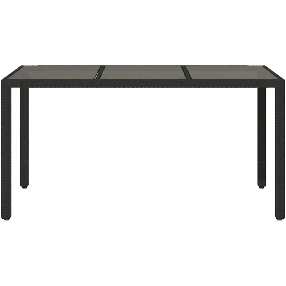 vidaXL Tuintafel met glazen blad 150x90x75 cm poly rattan zwart, foto 4