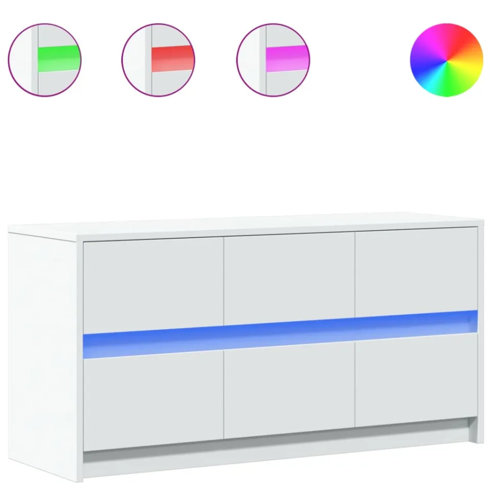 vidaXL Tv-meubel met LED 100x34x50 cm bewerkt hout wit, foto 3