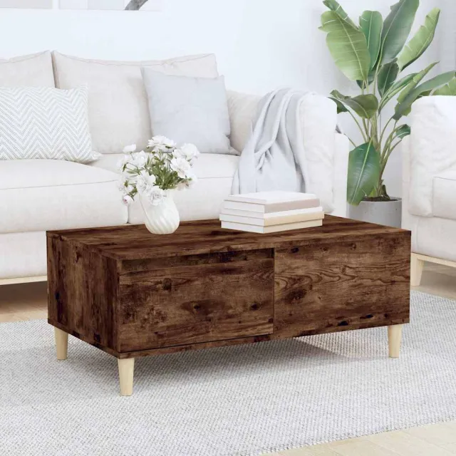 vidaXL Salontafel 90x50x36,5 cm bewerkt hout gerookt eikenkleurig Bruin
