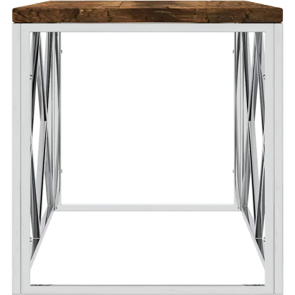 vidaXL Salontafel roestvrij staal en massief hergebruikt hout, foto 4