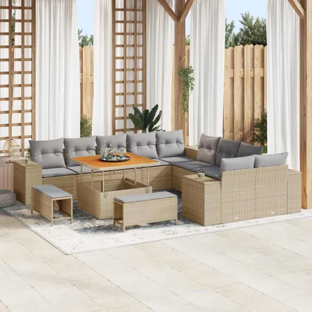 vidaXL Tuin Sofa Set 13 st Beige poly rattan, foto 2