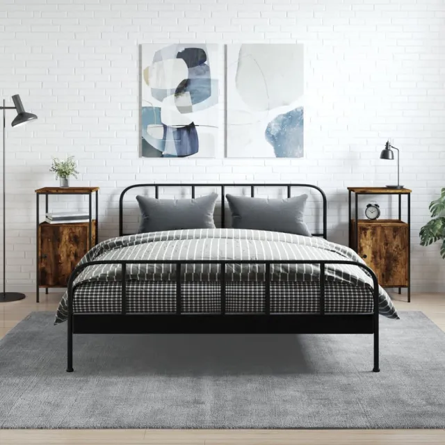 vidaXL Nachtkastjes 2 st 41x31x80 cm bewerkt hout gerookt eikenkleurig, foto 2