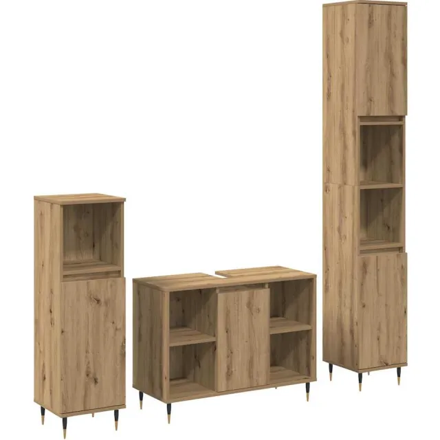vidaXL Badkamermeubelset 3 st Artisan Eiken 30 x 30 x 180 cm Beige