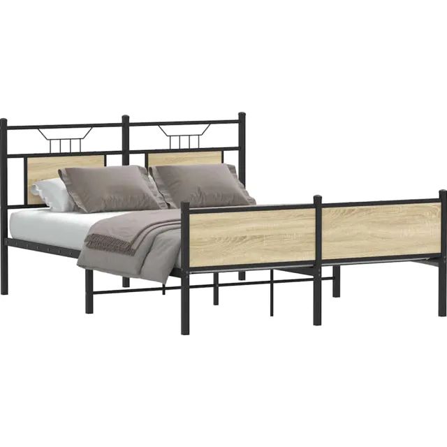 vidaXL Bedframe zonder matras hout sonoma eikenkleurig 140x190 cm
