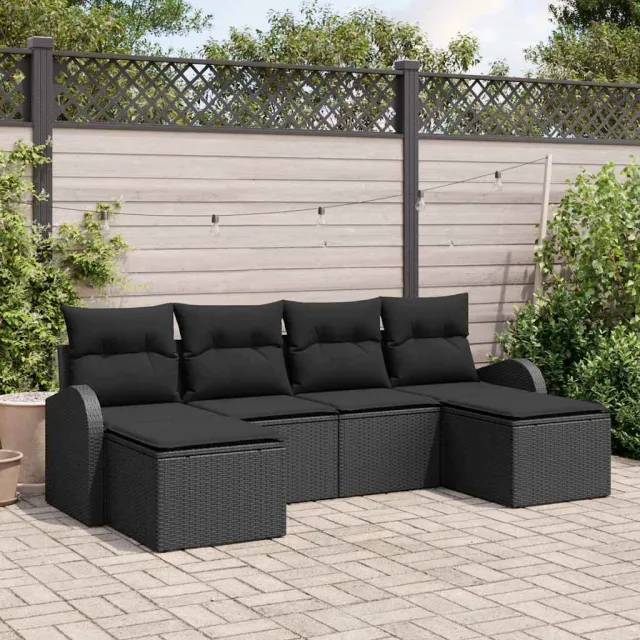vidaXL Tuin Sofa Set 6 st Zwart [Synthetisch]: Poly Rattan, foto 2