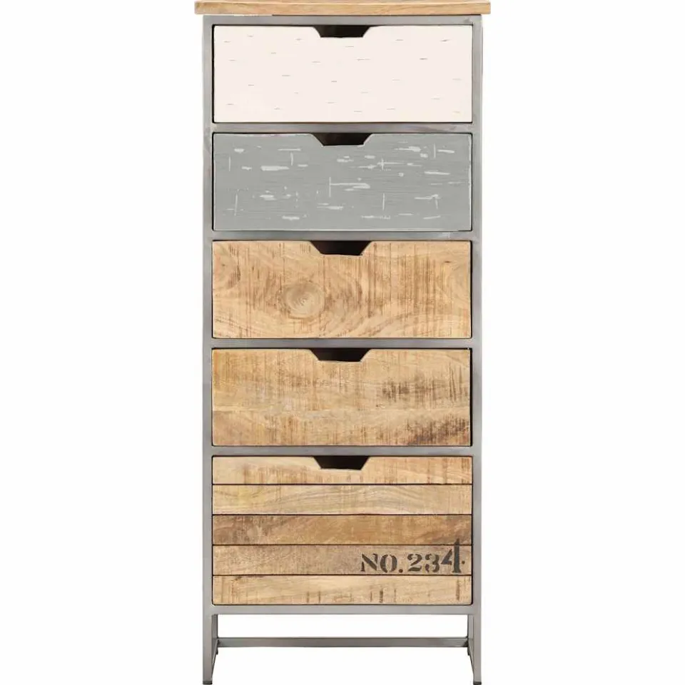 vidaXL Ladekast 45x30x105 cm massief mangohout grijs, foto 2