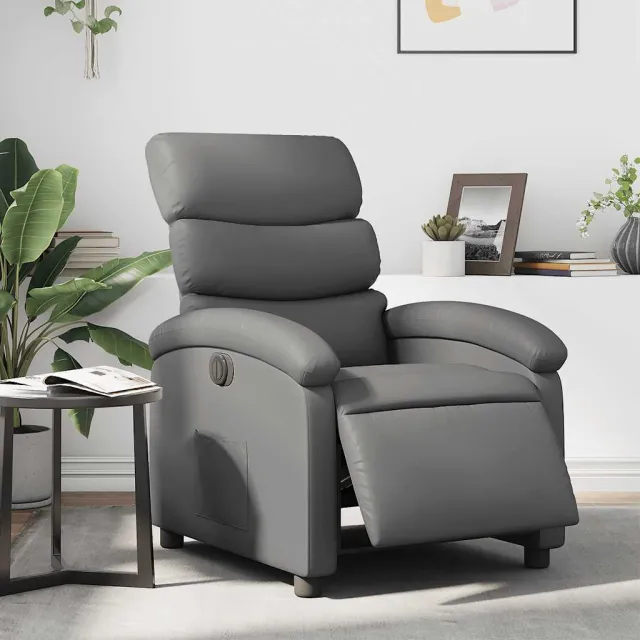vidaXL Fauteuil verstelbaar elektrisch kunstleer grijs