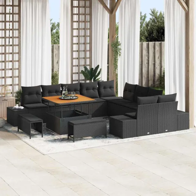 vidaXL Tuinbankenset 13 st Zwart poly rattan, foto 2