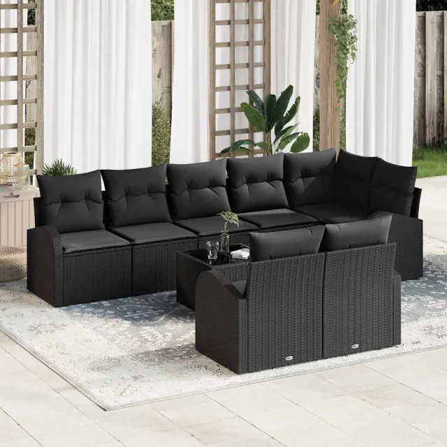vidaXL Tuin Sofa Set 9 st 8-zits poly rattan Zwart