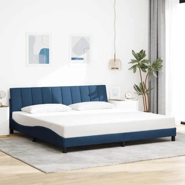 vidaXL Bedframe zonder matras "Hanko" stof blauw 200x200 cm