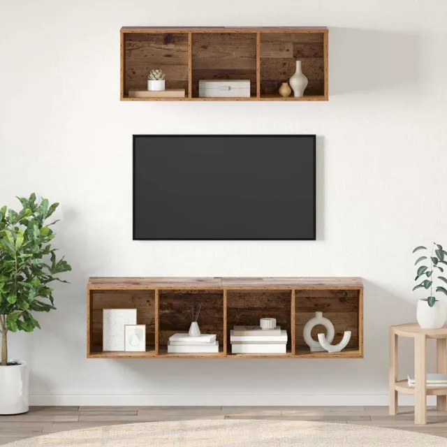 vidaXL Tv-meubelset 2 st Oud Hout Bewerkt hout Bruin