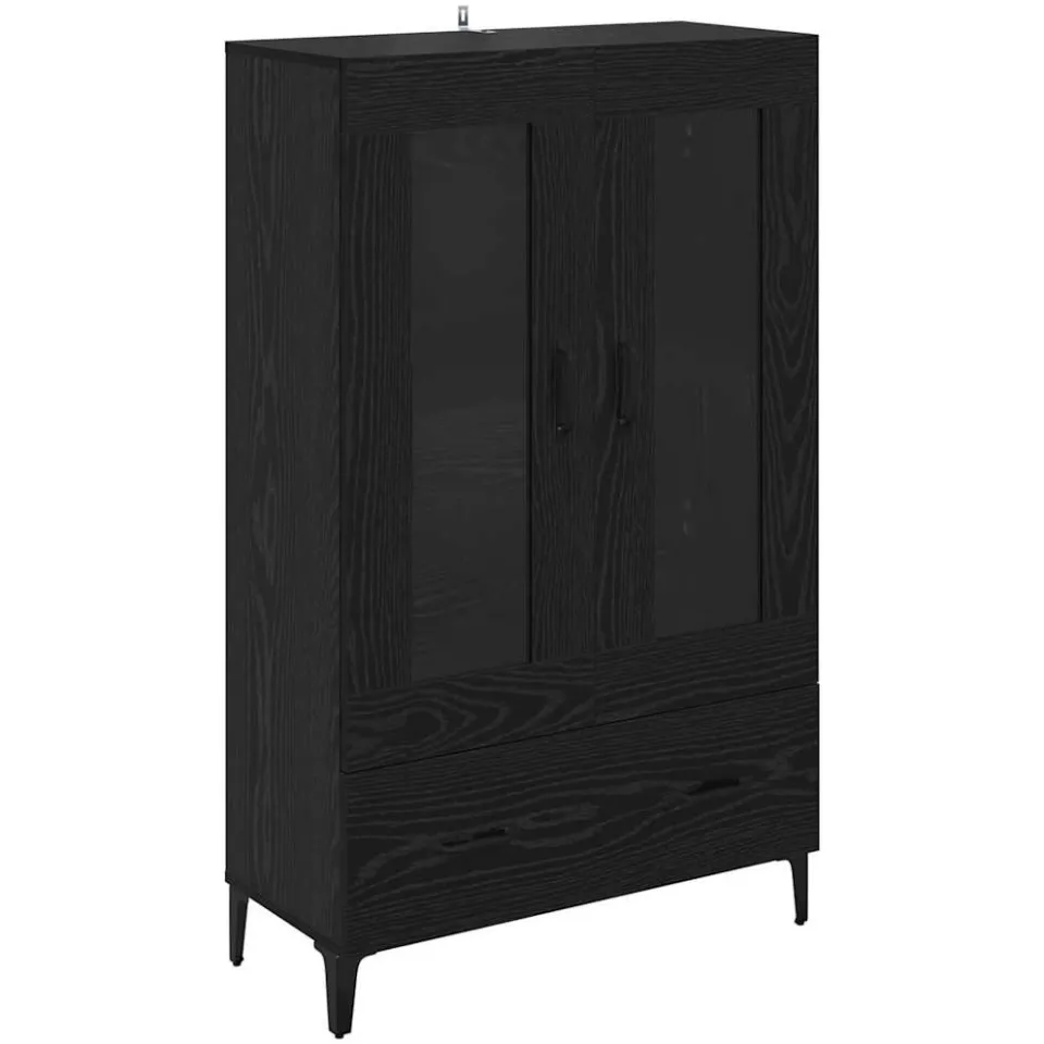 vidaXL Highboard Zwart Eiken 70 x 31 x 115 cm Gemonteerd hout en ijzer