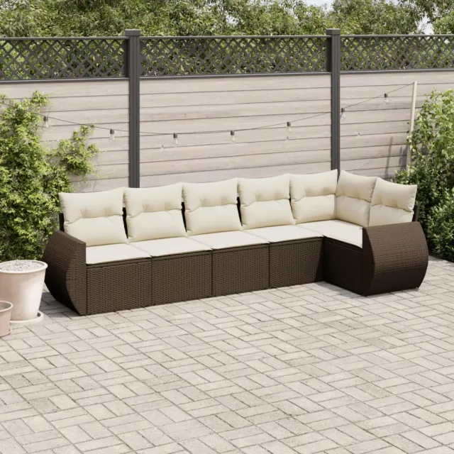 vidaXL 6-delige Loungeset met kussens poly rattan bruin, foto 2
