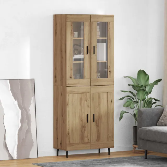 vidaXL Hoge kast 2 st Artisan Eiken 69,5 x 34 x 180 cm Bewerkt hout, foto 2