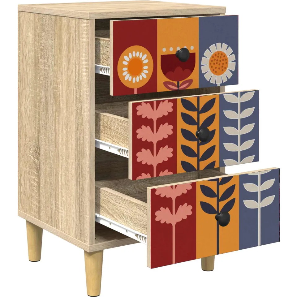 vidaXL Nachtkastje ESSEN Sonoma Eiken 36 x 33 x 60 cm Bewerkt hout, foto 4