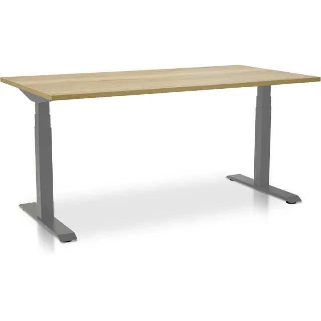 Lineaflex MRC Zit-sta bureau elektrisch verstelbaar - MRC PRO NEN-EN 527 | 180 x 80 cm | frame aluminium - blad robuust eiken - met kabelmanagement | memory functie met USB | 150kg draagvermogen Aluminium frame