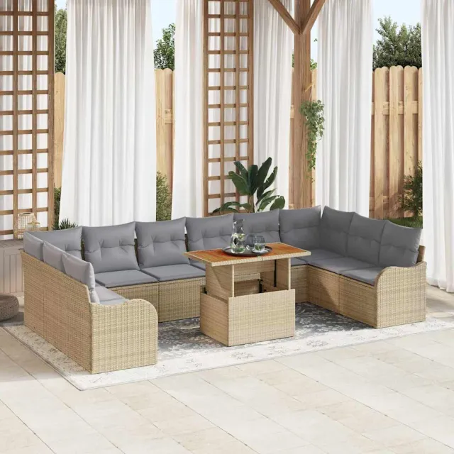 vidaXL Tuin Sofa Set 11 st Beige Poly riet, foto 2
