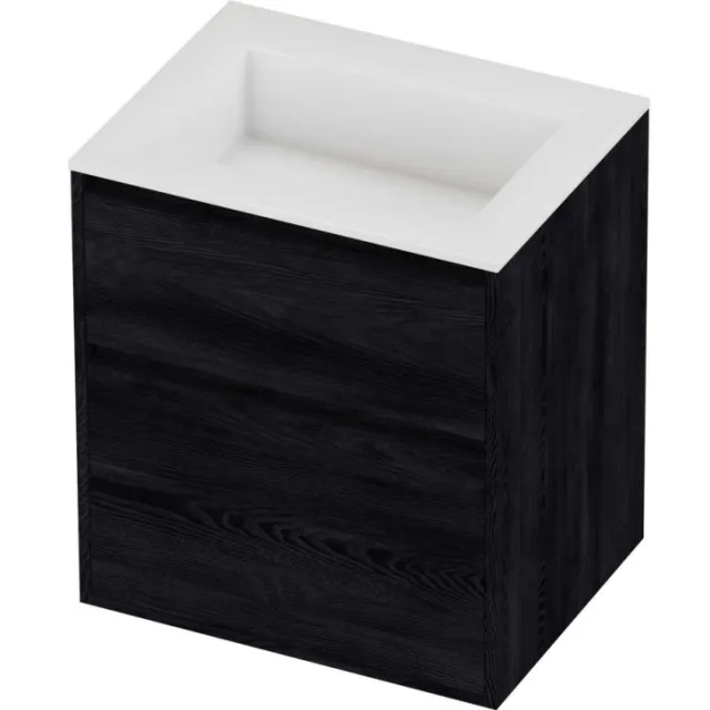 Proline Aristo Badmeubelset Polystone Elegant 60x46x67 cm Glans Wit Black Oak Eiken