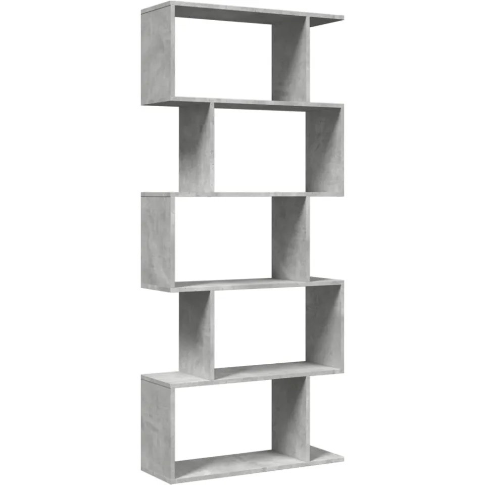 vidaXL Kamerscherm / boekenkast 5-laags 70x24x161 cm hout betongrijs grijs, foto 3