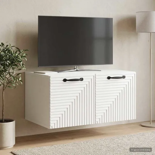 vidaXL Wandbeugel TV-kast Hoogglans Wit 59,5 x 41 x 30 cm Bewerkt hout, foto 2