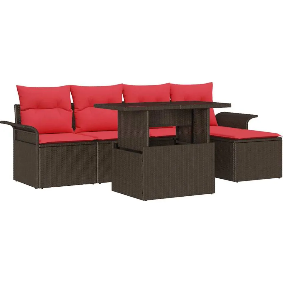 vidaXL Tuin Sofa Set 6 st Bruin poly rattan