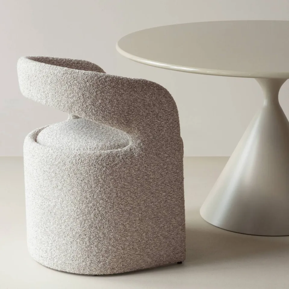 WOOOD Lanor eetkamerstoel bouclé beige, foto 5