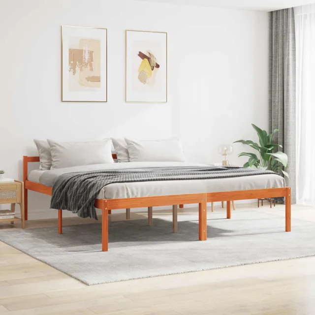 vidaXL Bedframe Wasbruin 200 x 200 cm Massief grenenhout