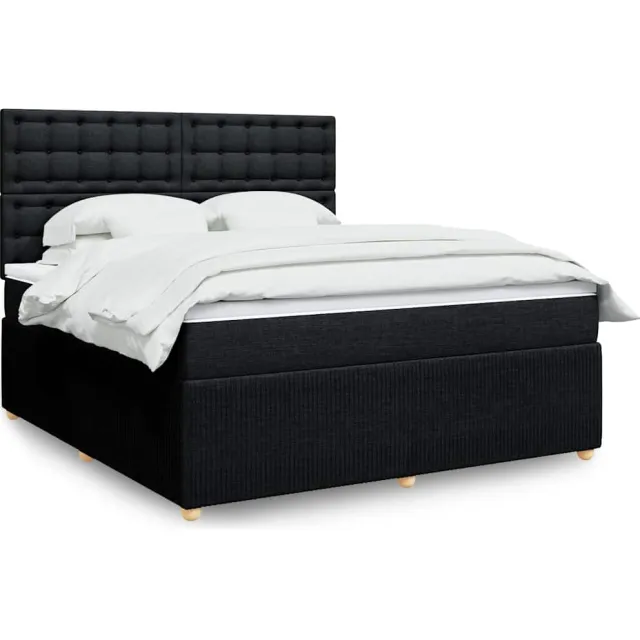 vidaXL Boxspring met matras stof zwart 180x200 cm
